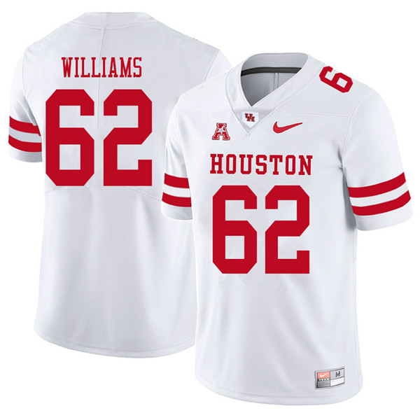 2018 Men #62 Jarrid Williams Houston Cougars College Football Jerseys Sale-White
